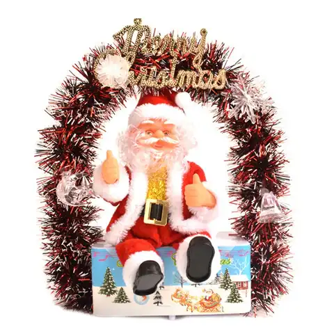 Рождественское украшение, красочная светящаяся гирлянда Санта-Клауса, электрическая Музыкальная Рождественская кукла, домашний декор для ...