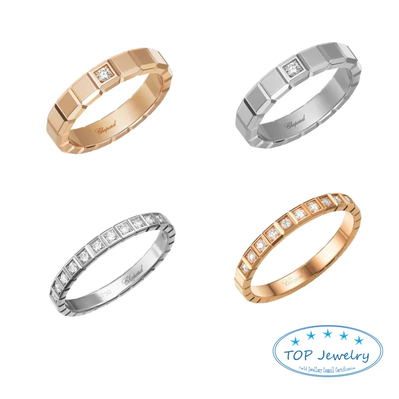 

Switzerland top luxury brand jewelry 925 sliver rose gold studded with diamonds ice cube rings for women lover's gift
