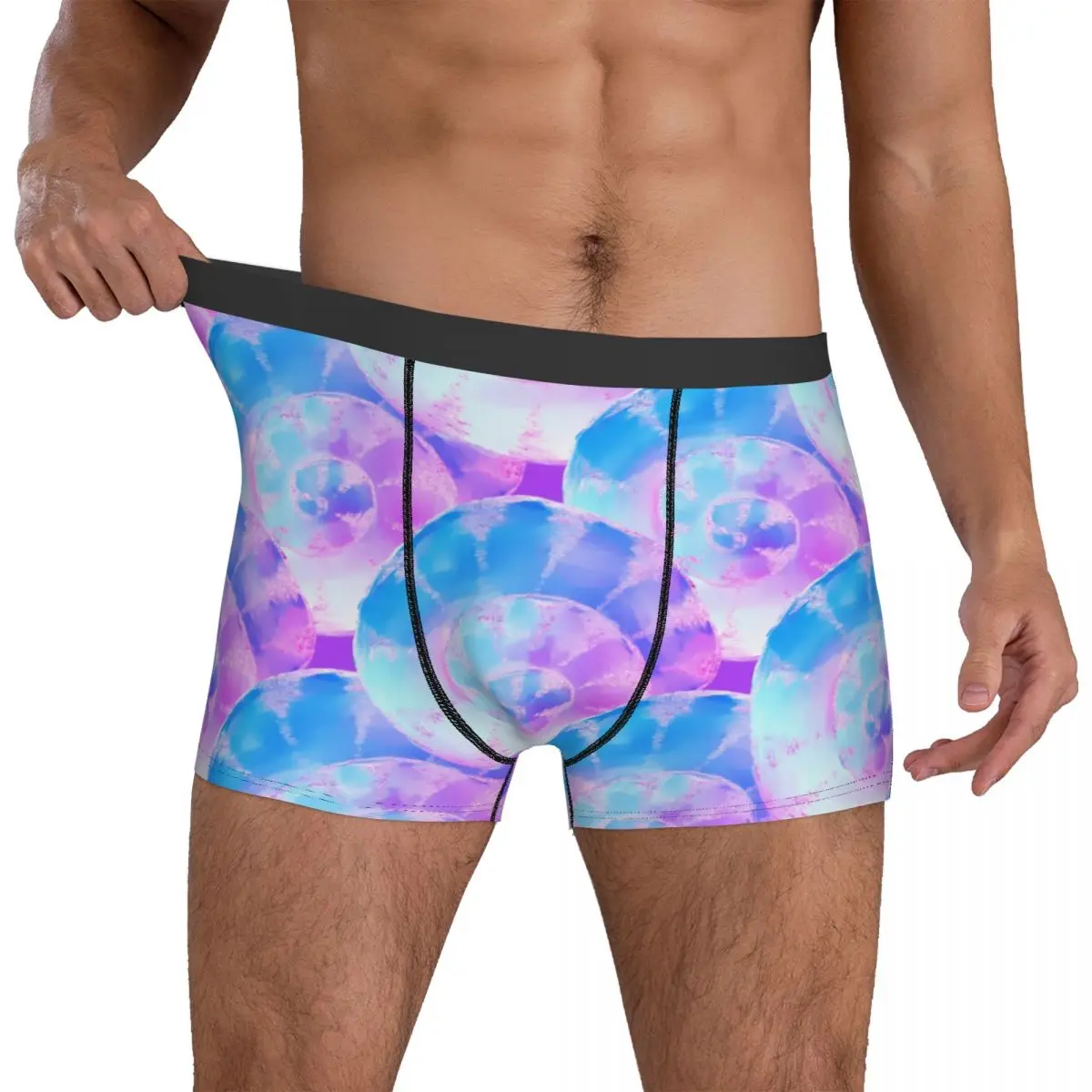 

Нижнее белье с фиолетовыми и синими ракушками, мужские трусы с животным принтом, удобные шорты-боксеры с принтом, горячие шорты, брифы