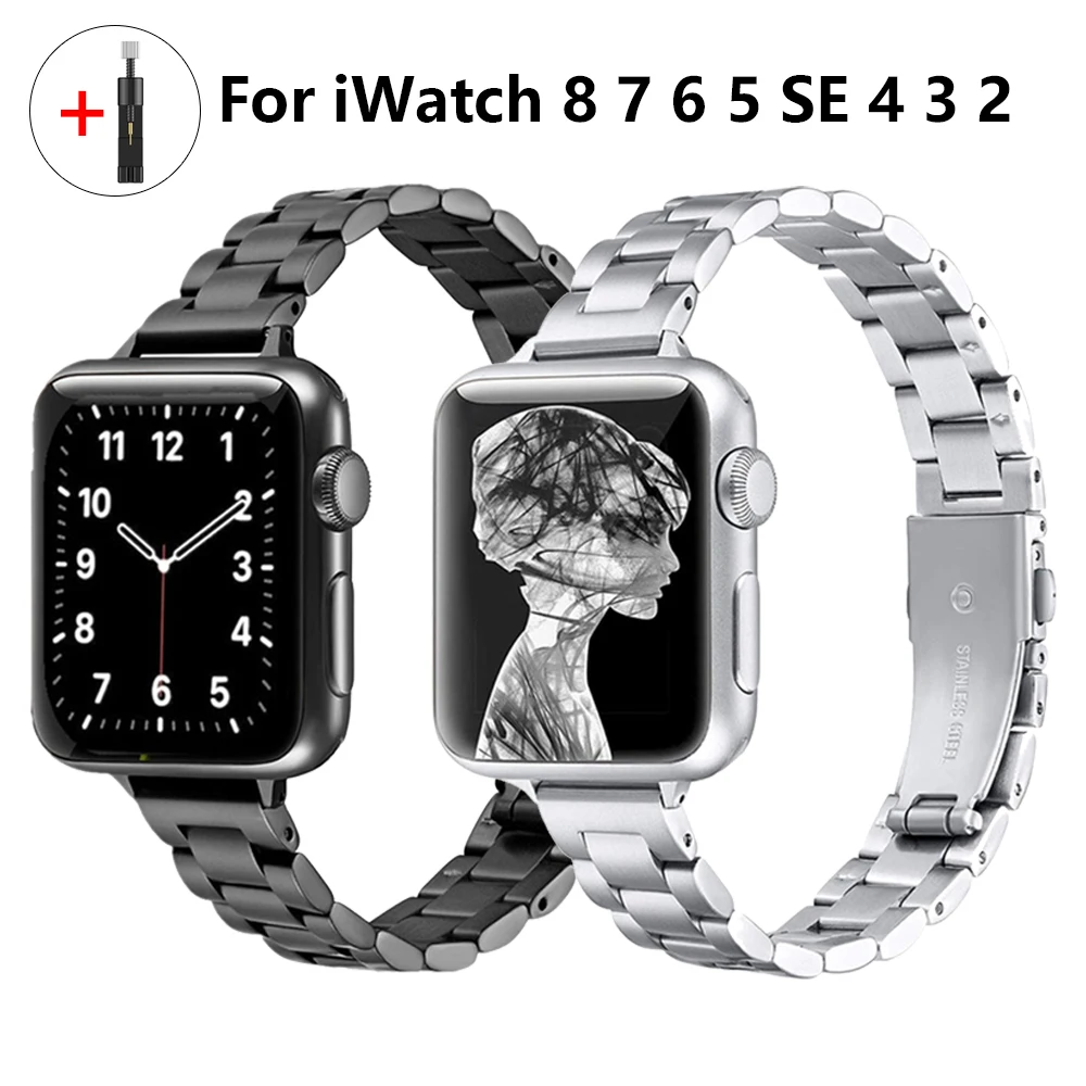 

Women Bracelet For Apple Watch 8 7 6 SE 41mm 45mm 40mm 44MM Ultra 49mm Slim Stainless Steel Band iwatch Bracelet 5 3 2 38/42mm