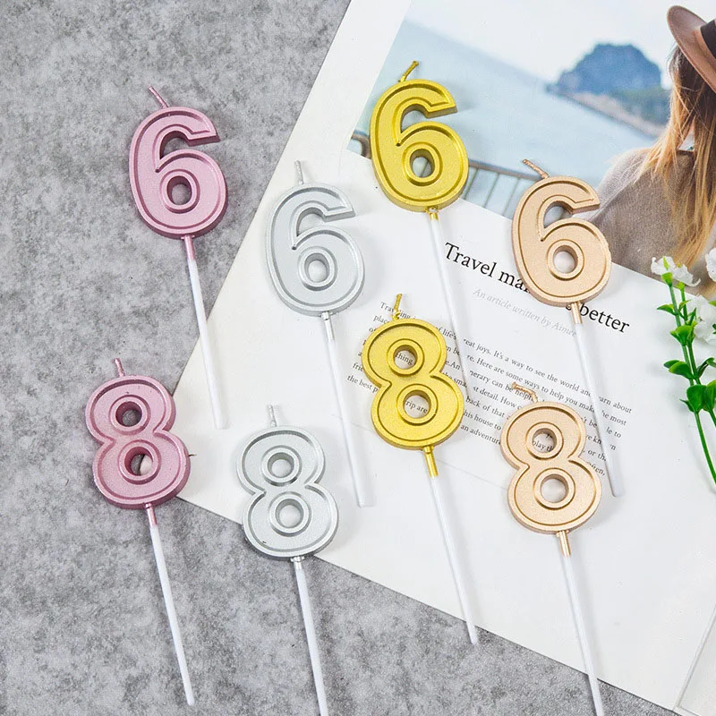 

INS Arabic Number 0-9 Wax Candles Digital Cake Topper Kids Children Party Happy Birthday Ornament Cakes Decor Accessories