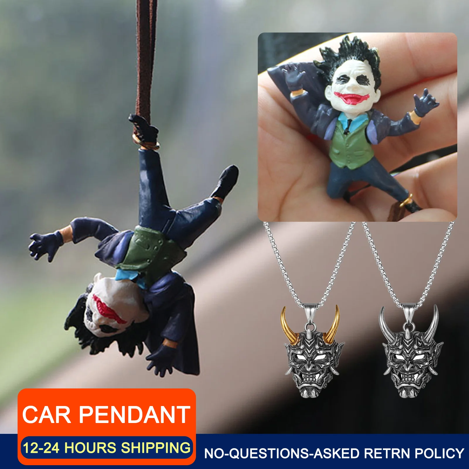 

Автомобильная подвеска Аниме фигурки Джокер подвесные акробатические украшения клоуна Автомобильное зеркало заднего вида интерьерное ук...