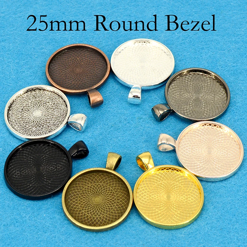 100 x круглая рамка кулон пустой 25 мм кабошон установка посеребренные золотой цвет