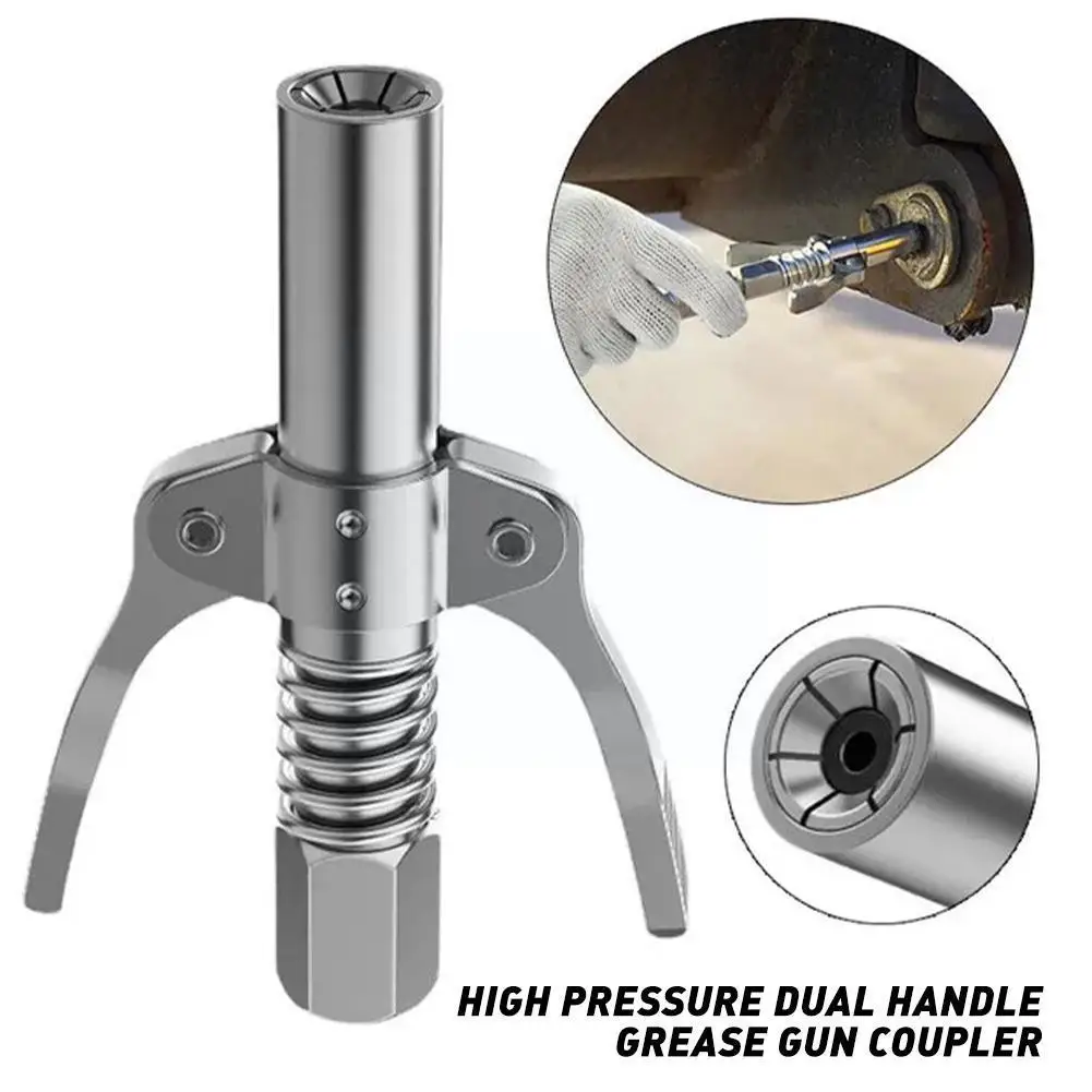 

High Pressure Dual Handle Grease Gun Coupler 10000PSI Nozzle Car Lubricant 1/8"NPT Accessories Grease Repair Lubric Tip Syr D7M3