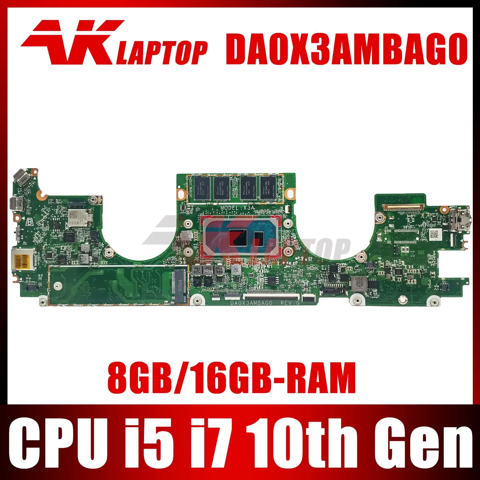 Материнская плата DA0X3AMBAG0 для ноутбука HP Spectre X360 13-AW 13-AW0013DX, материнская плата для ноутбука с искусственной строкой 8 ГБ 16 ГБ ОЗУ