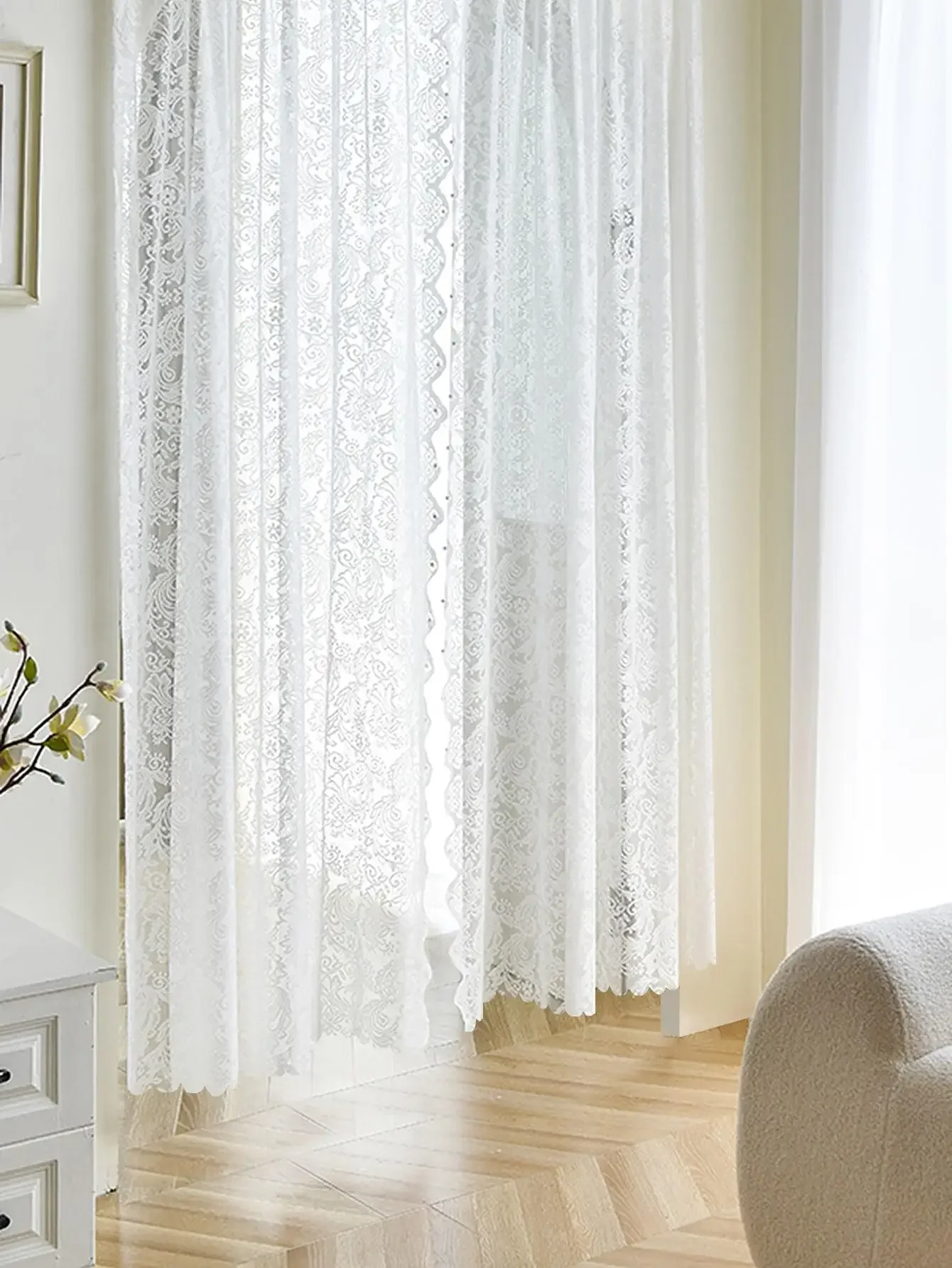 Белая Современная Газовая занавеска с вышивкой в европейском стиле 1 шт.