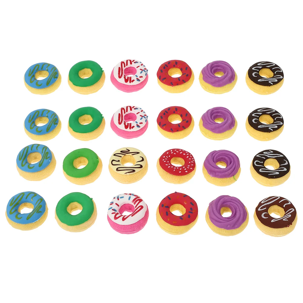 

24 Pcs Rubber Band Kids Eraser Plaything Rubbers Gift Erasers Mini Toys Girls Decorate Colorful Plastic Pupil Donut Child