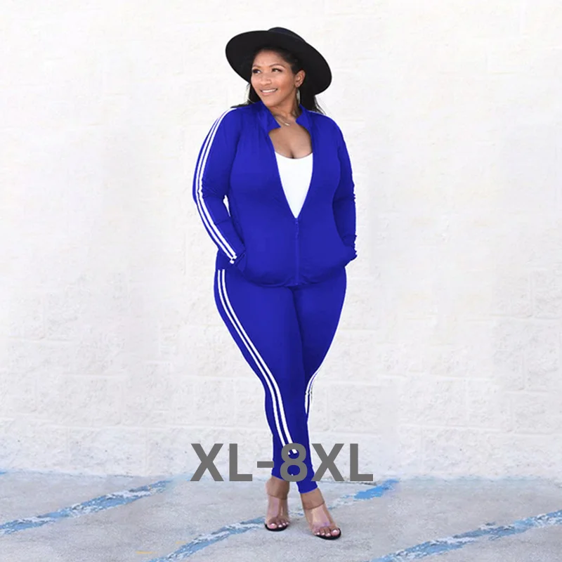 

Plus Size Women Clothing Sport Vest and Long Sleeve Coat Two Piece Pants Set Tracksuit Suits Wholesale 3xl 4xl 5xl 6xl