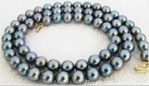 

18inch REAL NATURAL AAA+ 9-10MM black Tahitian PEARL NECKLACE 14K GOLDfine jewelryJewelry Making