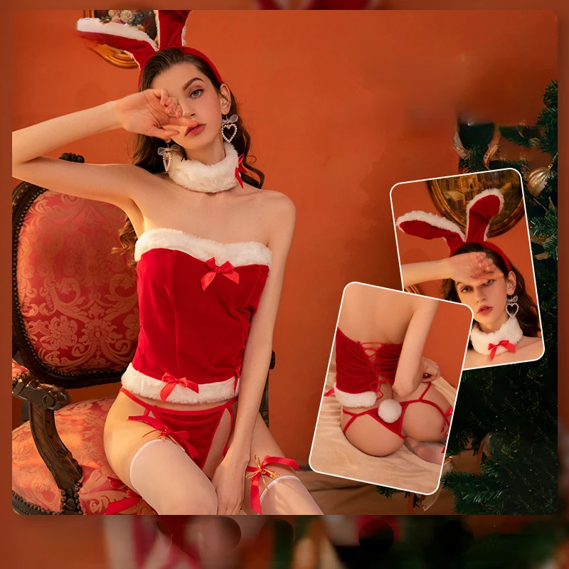 

Fine Christmas Bunny Red Erotic Hot Lingerie Cosplay Sexy Maid Outfit Garter Thong Temptation Set Uncensored 18 Year Old Female