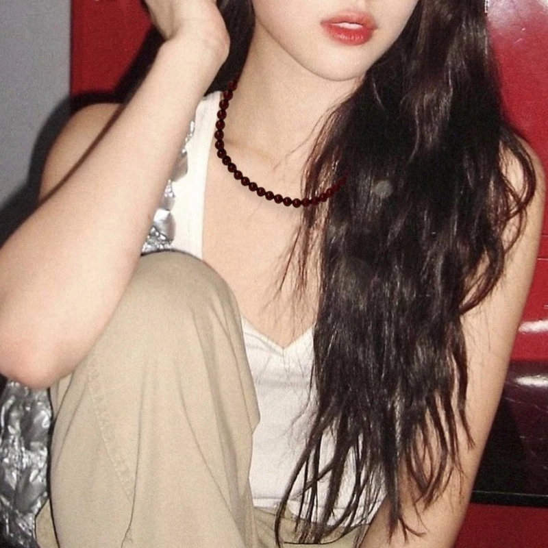 Цепочка на ключицу из бисера стеклянные бусины медь 31-40 см регулируемая длина