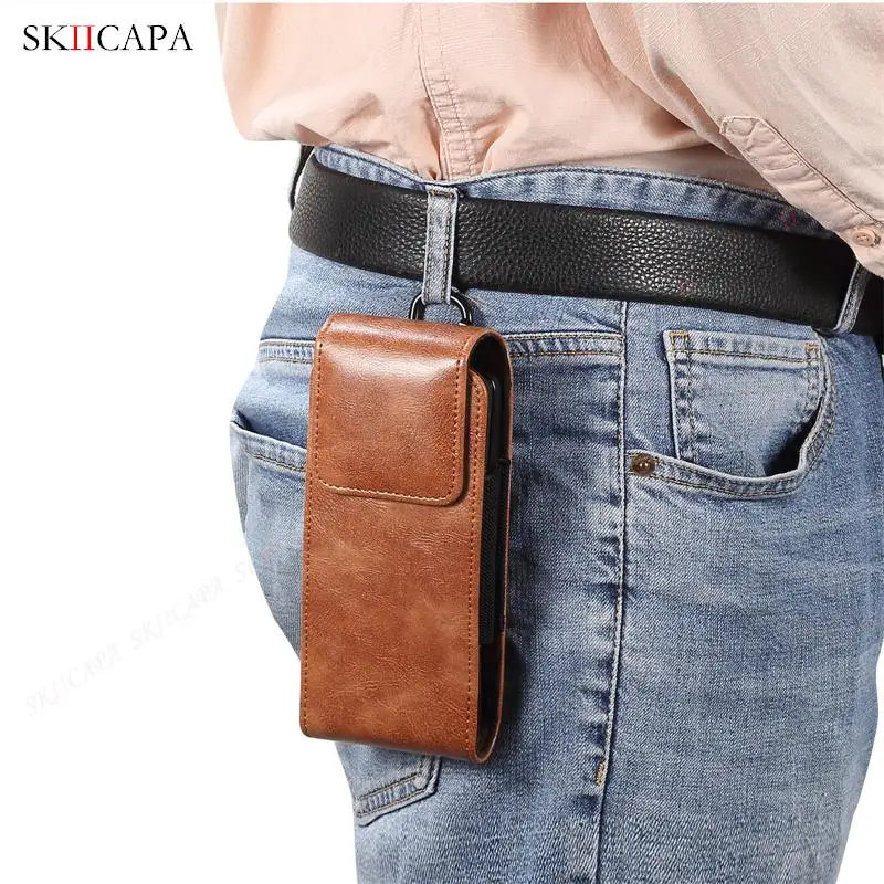 Leather Phone Pouch Case For Samsung Galaxy Z Fold 4 3 2 5G Holster Belt Clip Waist Bag Protective Cover For Huawei Mate XS 2 images - 3