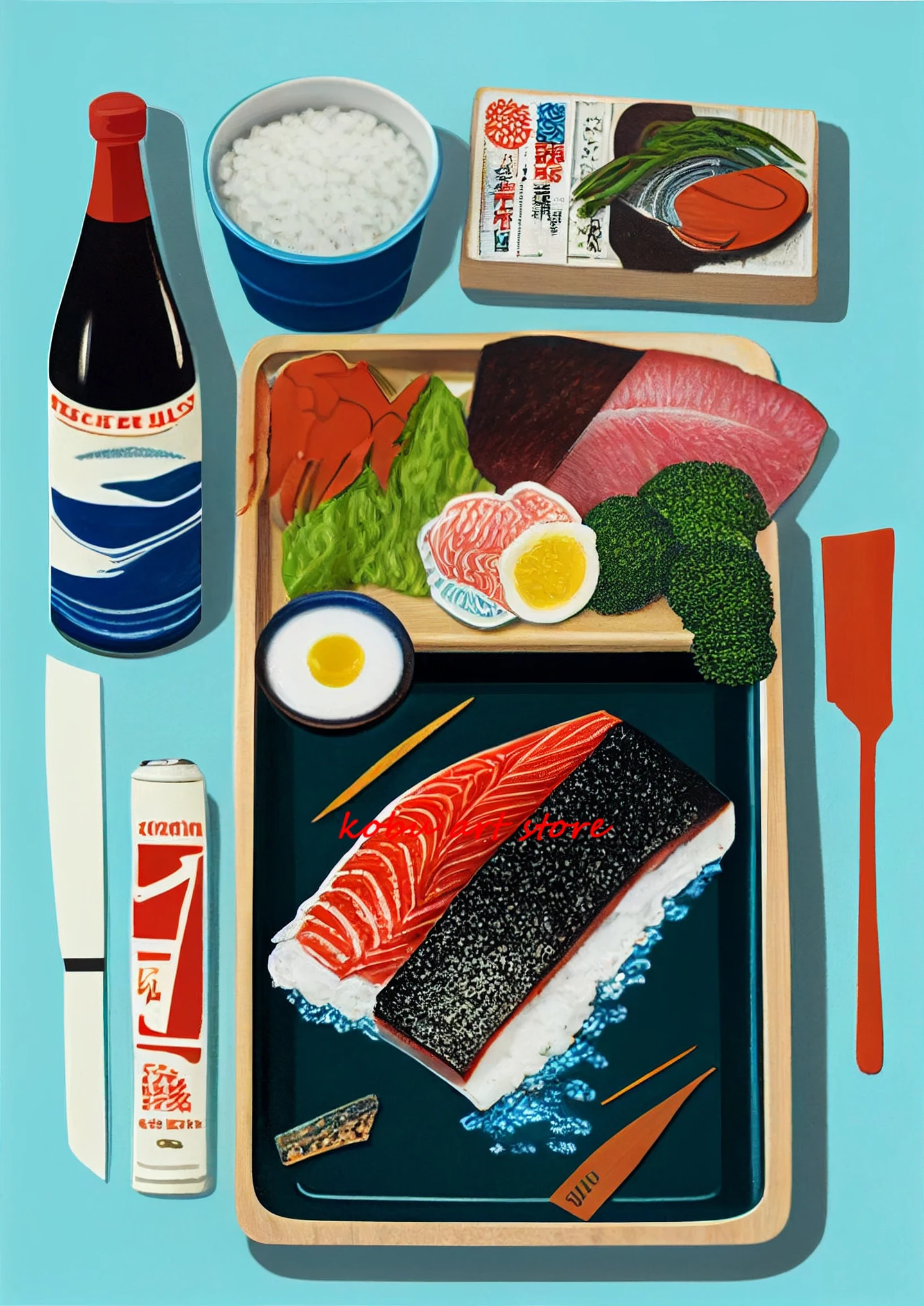 

Японский постер с едой, печать на холсте