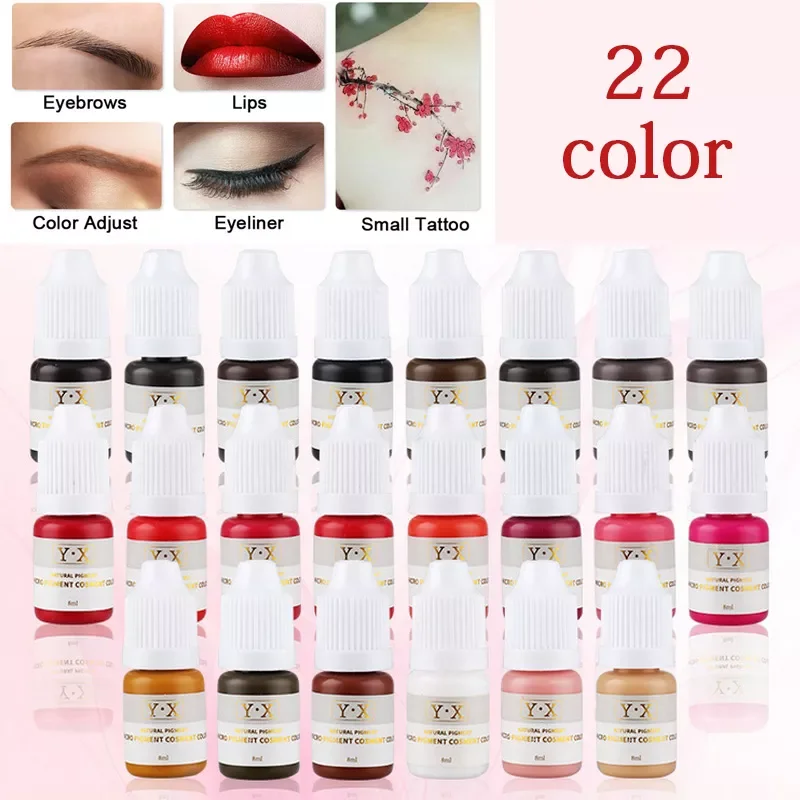 

8ml Permanent Makeup Microblading Pigment Paint Tattoo Machine Ink For Eyebrows Eyeliner Lip Makeup Tattoo Supply Brown 22 color