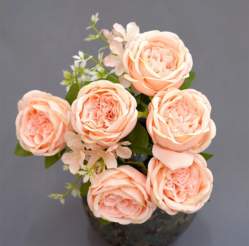 Искусственные пионы букет украшение для гостиниц торговых центров фиолетовый