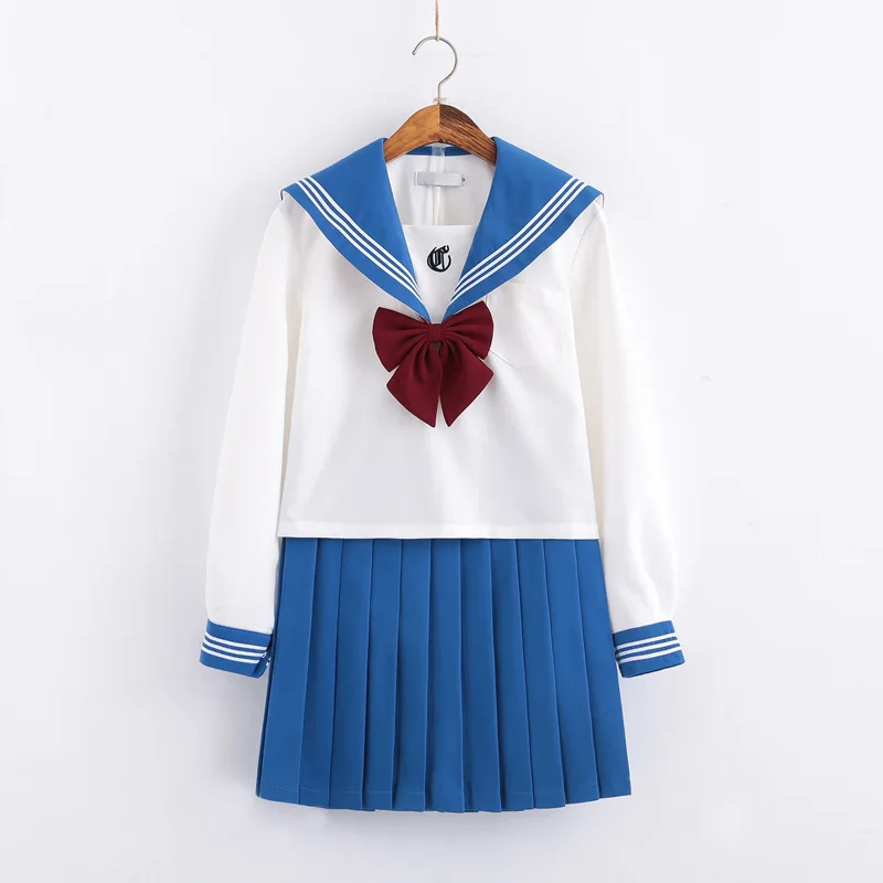 

Uniform School Girl Kawaii Bow-knot Long Sleeve Top Skirt Japanese High-quality Sweet Girl Sailor Suit Student Cosplay Anime