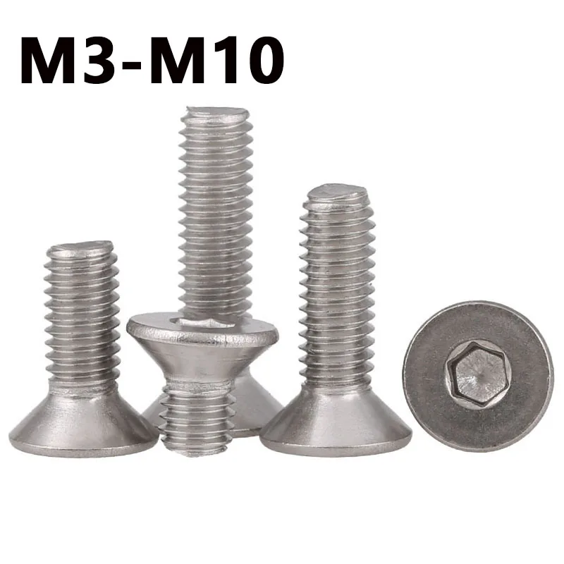 

M3M4M5M6M8M10 316 Stainless Steel Countersunk Head Inner Hexagon Screw Flat Head Nut Accessories Daquan Bolt