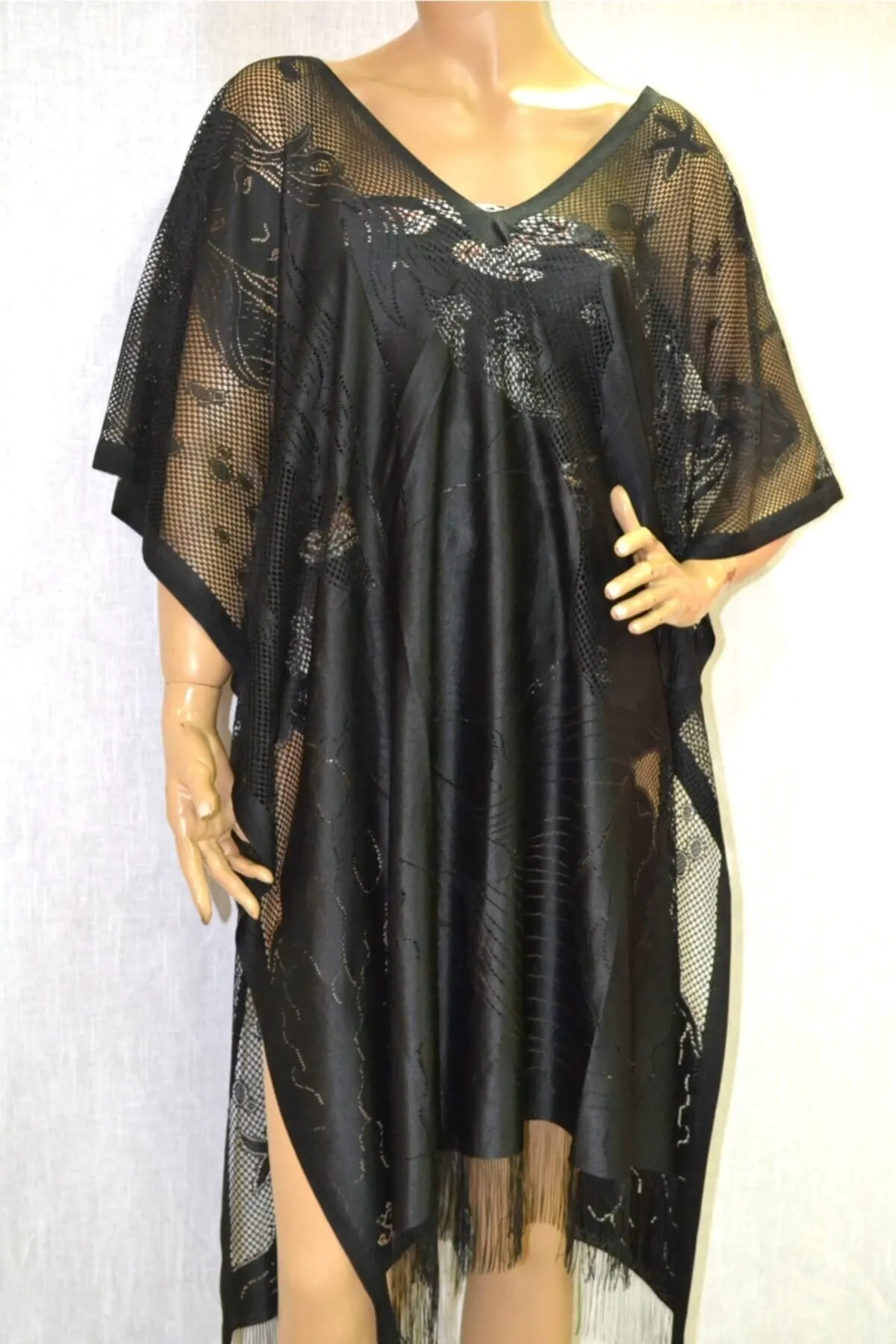 

Women's Pareo Black Swimwear Cover Up Dress Sexy Tunic Suit Beachwear Female Beach Bikini Cover Loose Mini Dress