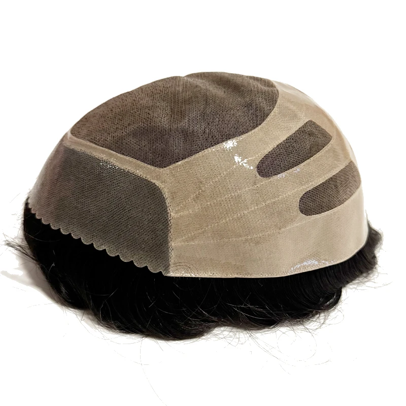 Парик мужской из натуральных человеческих волос моно-волосы прочный протез 6