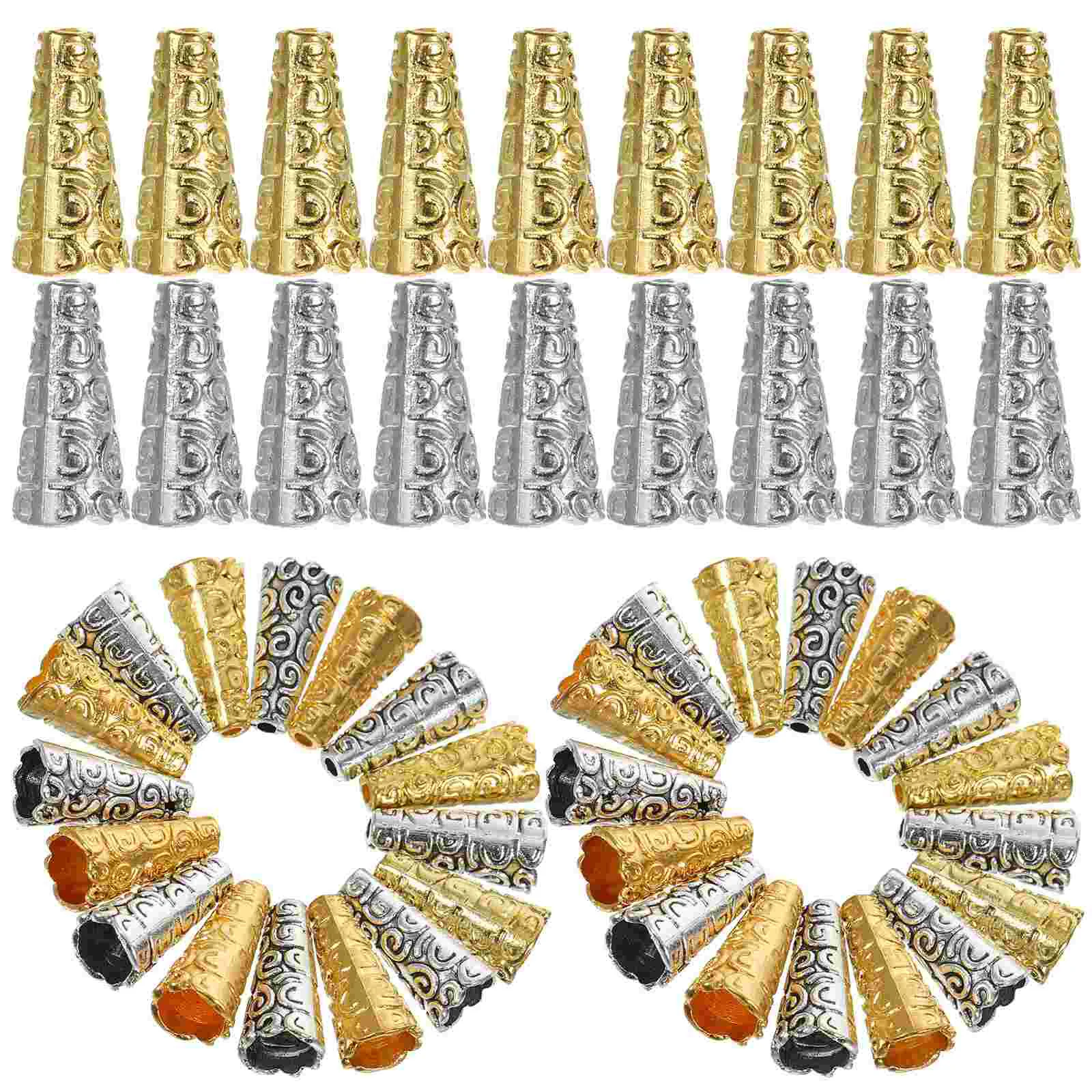 100 Pcs Bracelet Golden Necklaces Caps Tassel Ear Supplies Alloy Making Materials End Jewelry Stopper