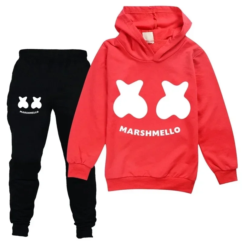 Фото Комплект одежды DJ Marshmello 26Y, комплекты одежды для малышей, толстовки для подростков, брюки, спортивные костюмы из 2 предметов K7IB1 №4