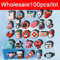 100 pack wholesale shoe charms fits for crocs accesorios hospital nurse girls kids women christmas gifts birthday party pins