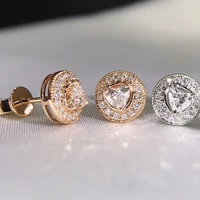 exquisite fashion heart shaped zircon earrings for women 2022 trendy new stud earrings for girls wedding gold color jewelry gift