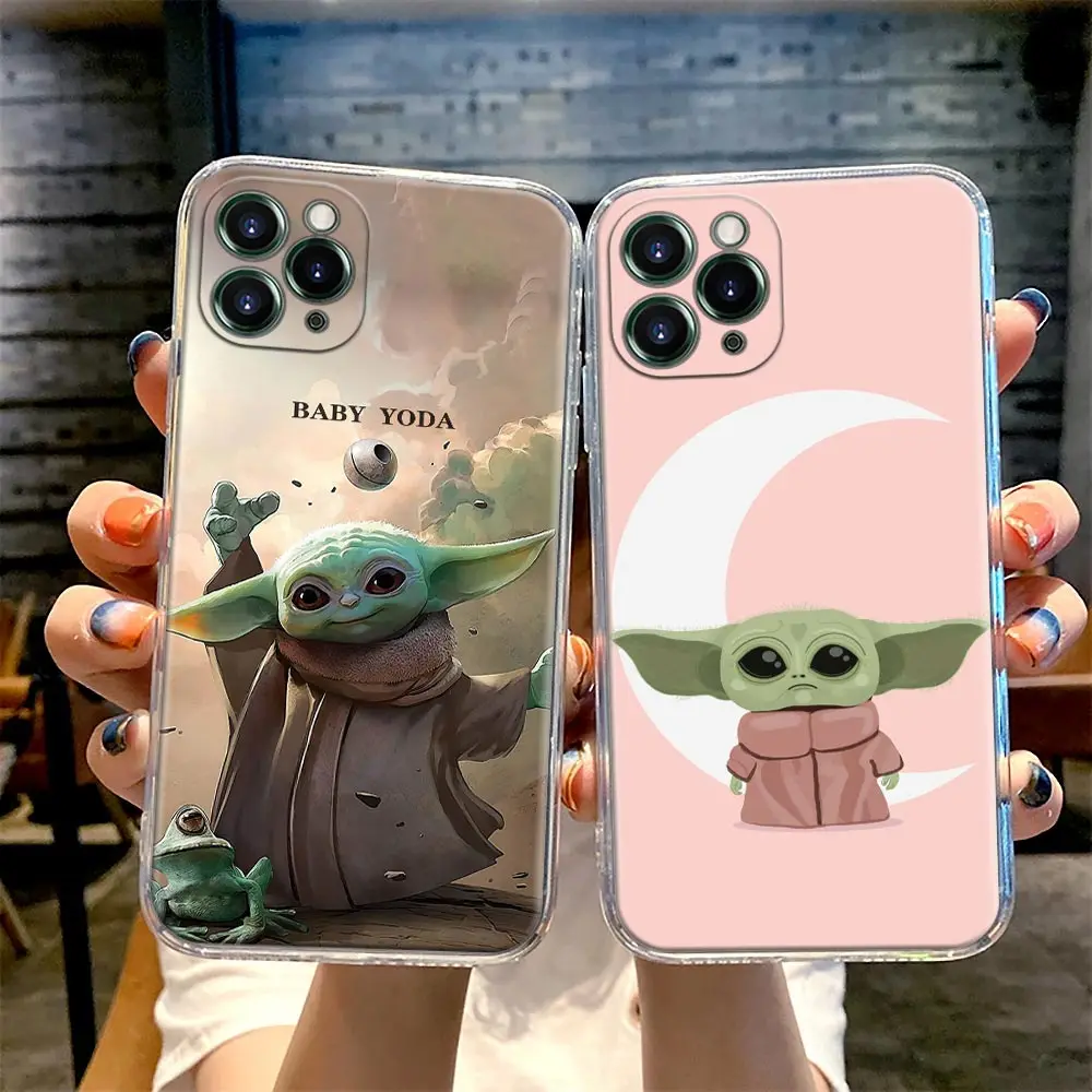

Phone Case For Apple iPhone 11 12 13 Pro Max XR XS X 8 7 SE 2020 6 Plus Shockproof Clear Soft Cover Mandalorian Lovely Baby Yoda