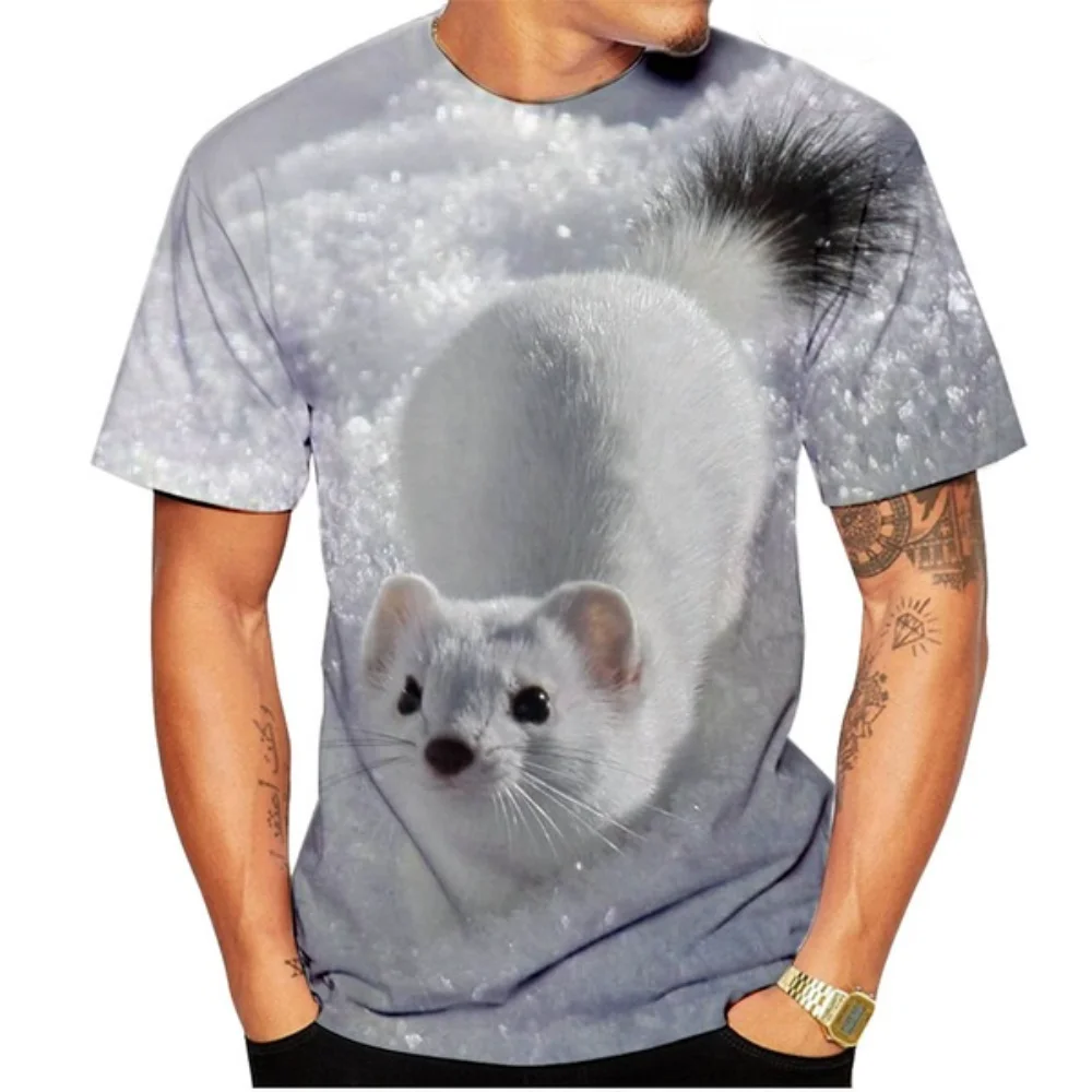 

2021 Summer Hot Sale Latest Fashion Creative New 3D Printing T-shirt Animal Cute Ferret T-shirt for Men and Women T-shirt