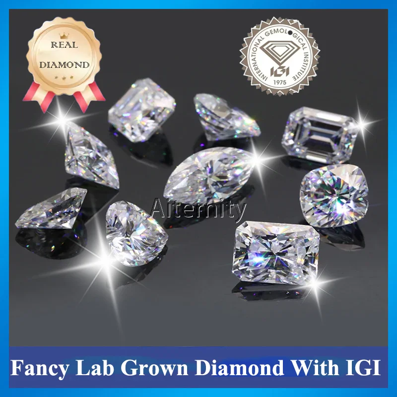 100% настоящий бриллиант DEF VS-VVS груша сердце изумруд сияющая подушка CVD HPHT