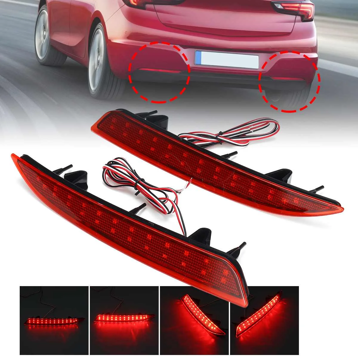 

2x LED Rear Bumper Reflector Tail led light Brake Stop Lights Reversing Lamp for OPEL for Vauxhall for Astra J 2009-2015