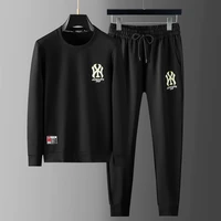 european station high end mens fashion brand sweater mens embroidery printing set autumn and winter new sports two piece set