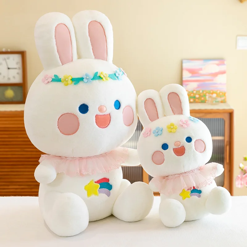 

Zqswkl 45/70cm Cartoon Rainbow Rabbit Plush Toy Doll Bed Sleeping Dolls White Rabbit Pillow Female Birthday Gift