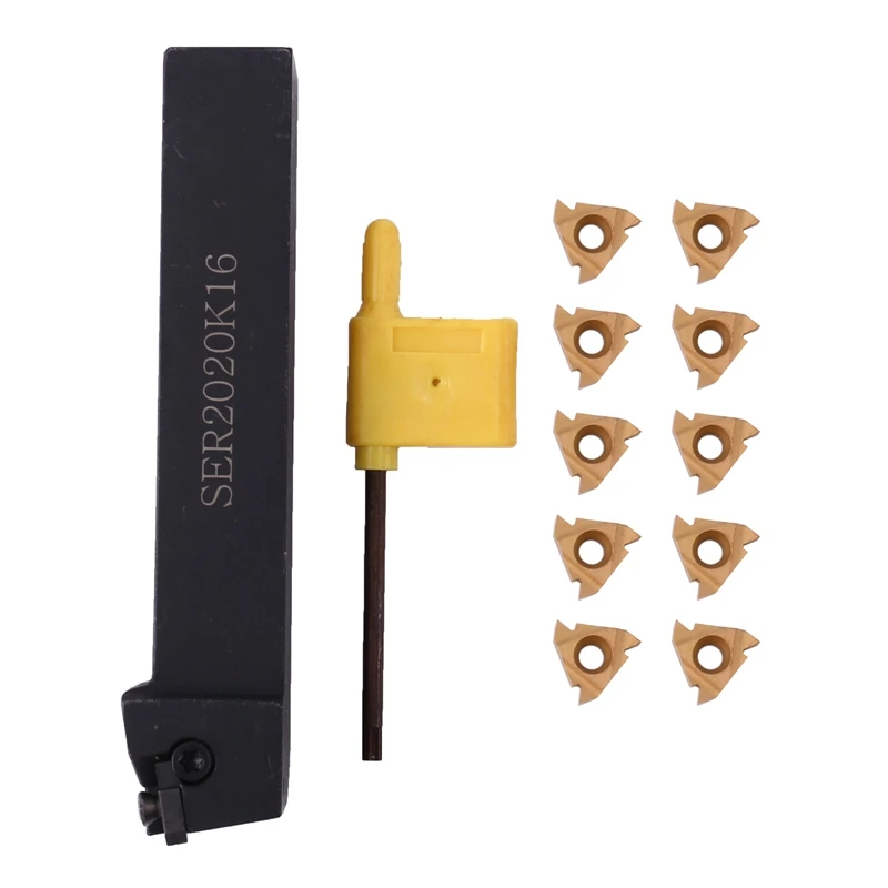 

SER2020K16 CNC Lathe Turning Tool Holder Boring Bar With 10Pcs 16ER AG60 Blade Insert Machine Accessories Turning Tool Set