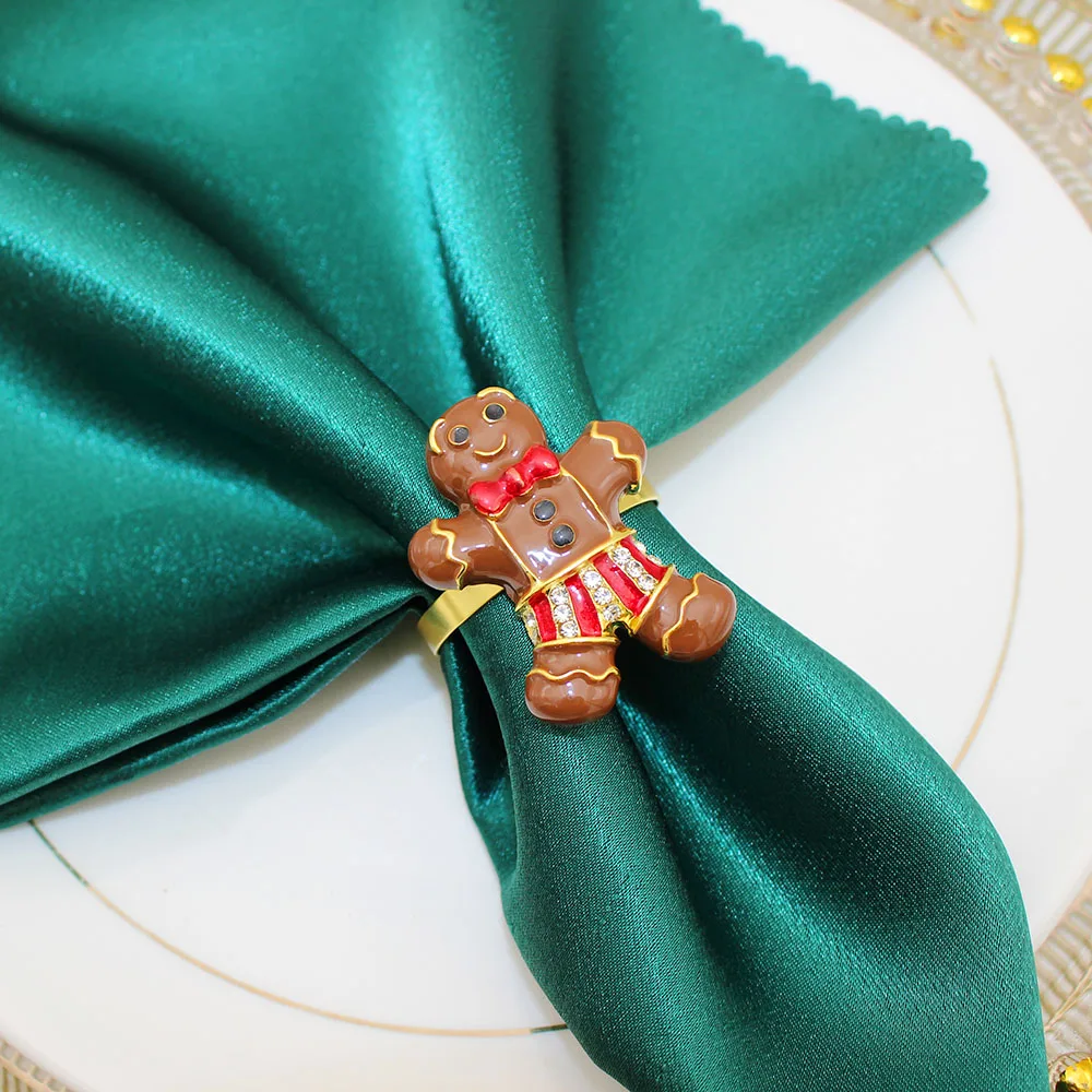 6 шт. кольца для рождественских салфеток с пряничным человечком держатель со