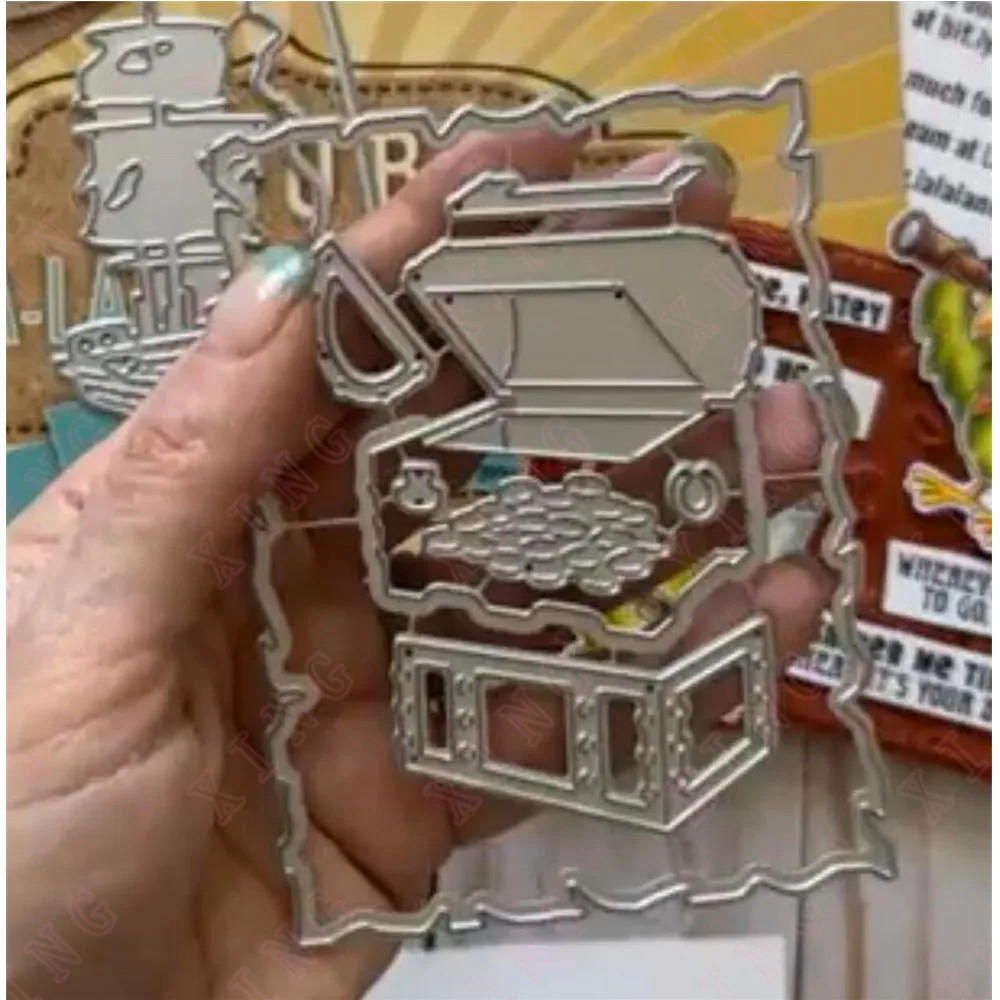 

New Scrapbook Diary Decoration Embossing Template Diy Greeting Card Handmade Craft Treasure Chests Mold Jewel Metal Cutting Dies