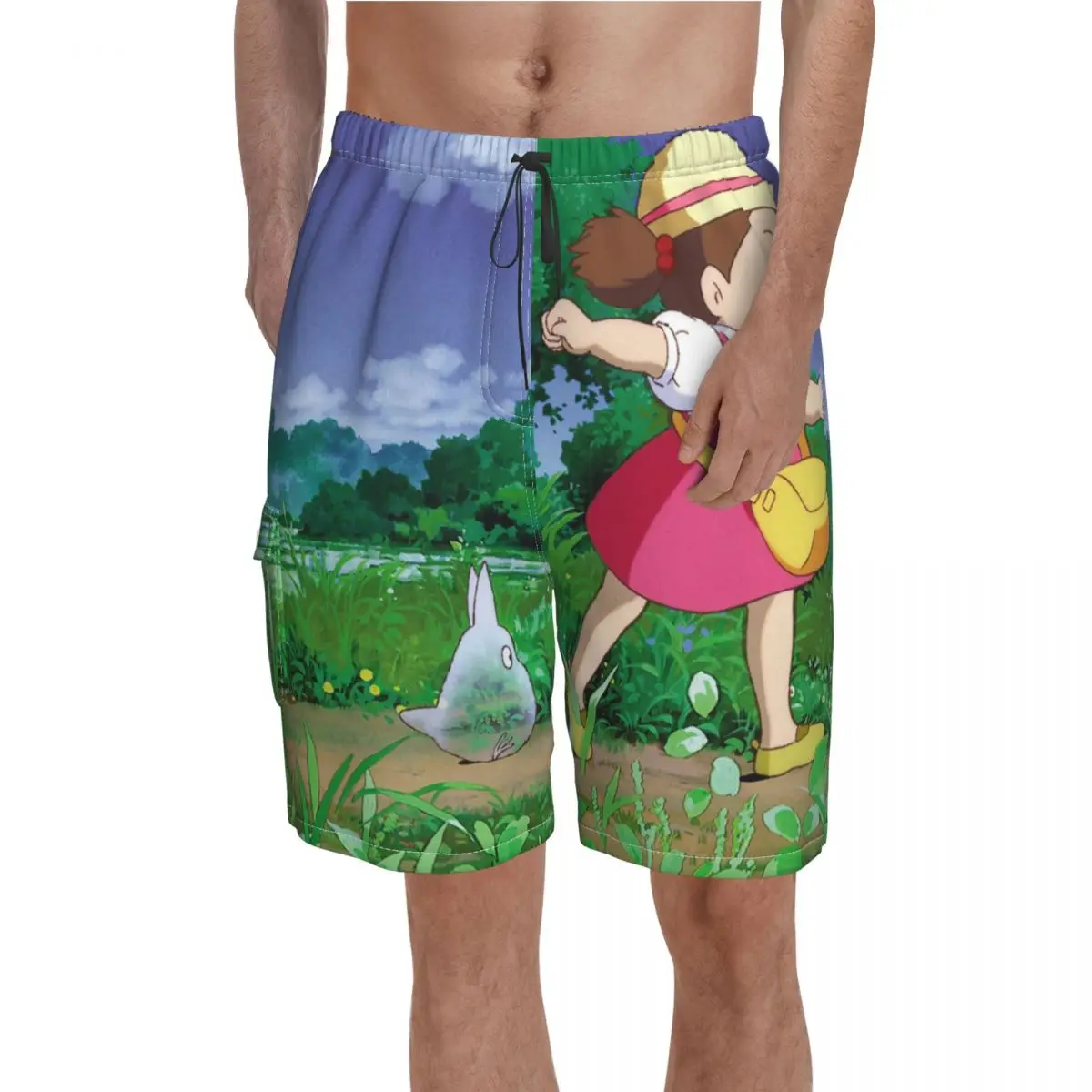 

Mei And Chibi Chuu Board Shorts Hot Totoro in the Field Design Beach Short Pants Man Elastic Waist Comfortable Swim Trunks Gift