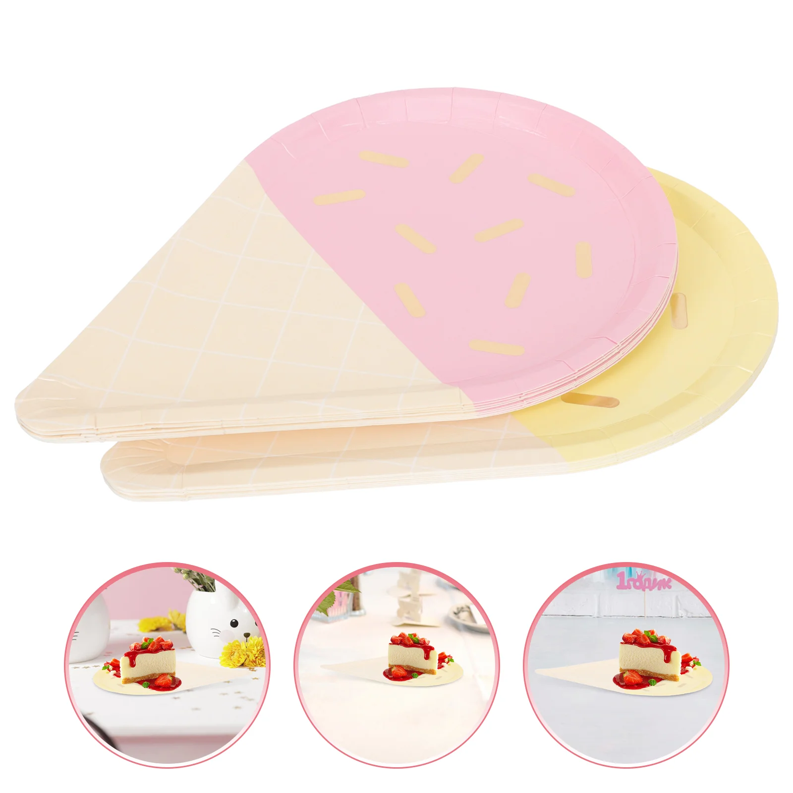 

16 Pcs Ice Cream Dish Disposable Dessert Plates Party Plates Summer Dessert Cake Plates Paper Party Supplies Child