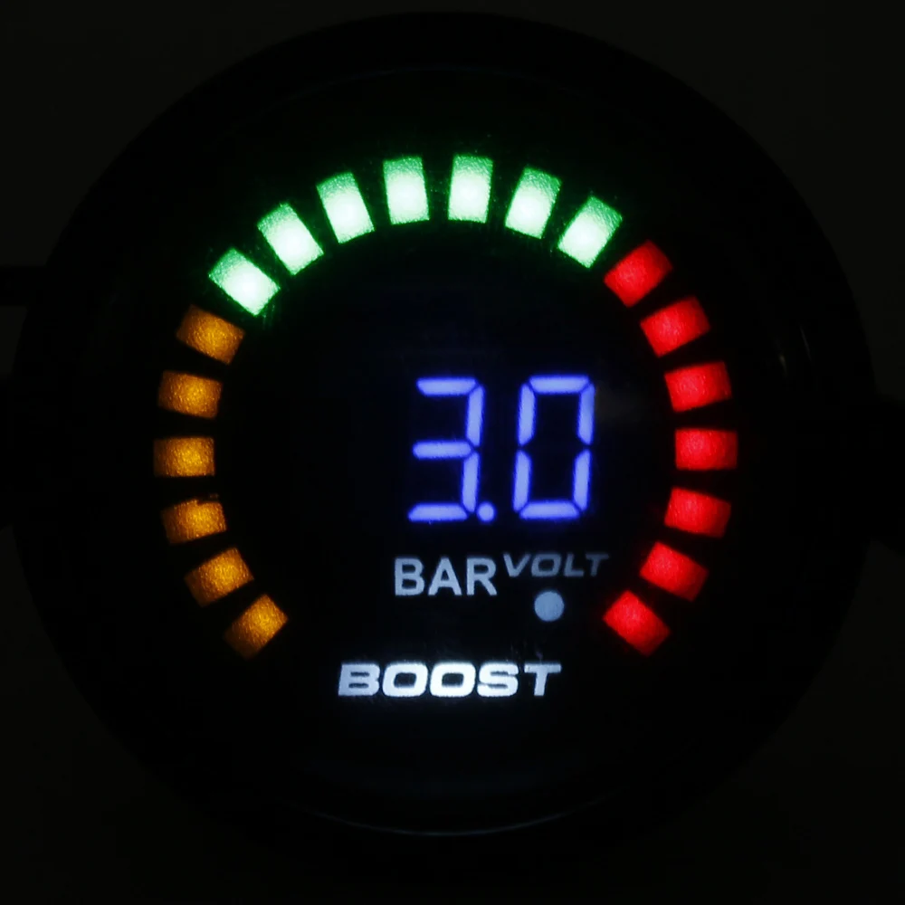 2&quot 52mm 20 LED Blue Digital -1-2 Bar 12V 20LED Turbo Boost Gauge Car Meter With Sensor | Gauges