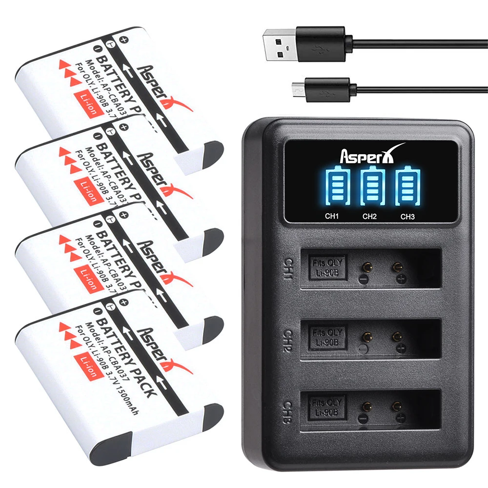 Li-90B Li-92B Battery with Charger for Olympus Li 90B Li92B Tough TG-4 TG-6 TG-5 TG-2 TG-1 IHS SH-1 SH-2 SH-60 SH-50 IHS, SP-100