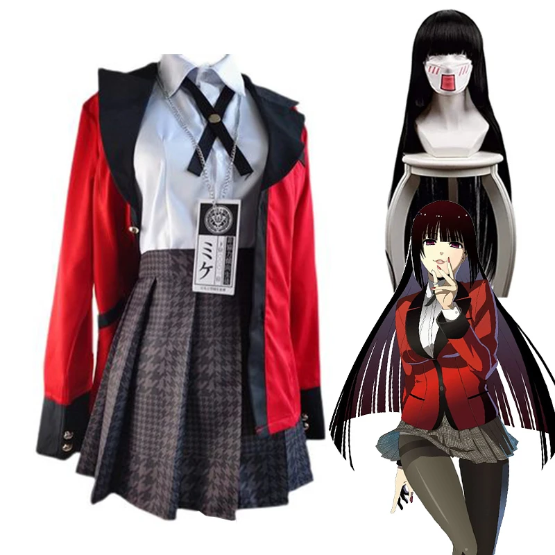 Полный комплект, костюм Kakegurui Jabami Yumeko, костюм аниме компульсив, игрок Yomozuki Runa, косплей, красная японская школьная униформа для девочек