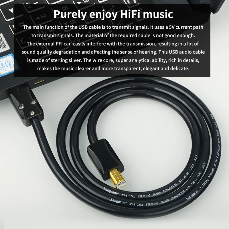 Фото Hi-Fi 4n стерлингового серебра Hi-Fi USB-кабель a to b обновление декодера данных USB dac/CD микшер кабель передачи проводки сильное разрешение №3