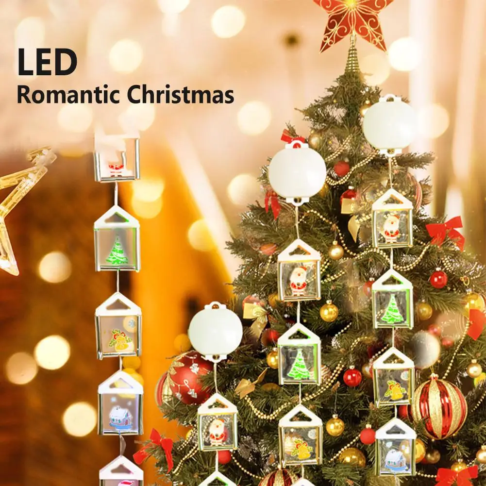 

Led Christmas String Lights Cartoon Santa Pendant Hanging Lamps With Hooks For Shop Window Room Xmas Decoration