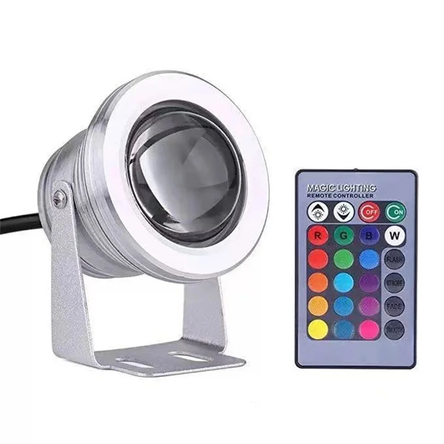 

IP68 Pond Light Underwater Light Led Submersible Light Spotlight RGB 10W 12V with Remote for Swimming Pool Garden Fountain Decor
