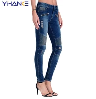 skinny motorcycle models womens ripped hole slim stretch stretch thin womens denim pencil pants pencil pants trend trousers