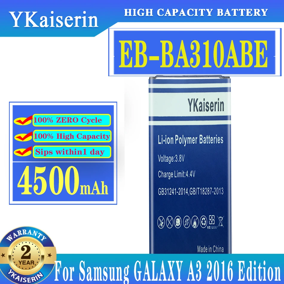 

EB-BA310ABE 4500mAh ykaisсеребрин Сменный аккумулятор для Samsung GALAXY A3 2016 Edition A310 SM A310F A3100 аккумулятор + трек №