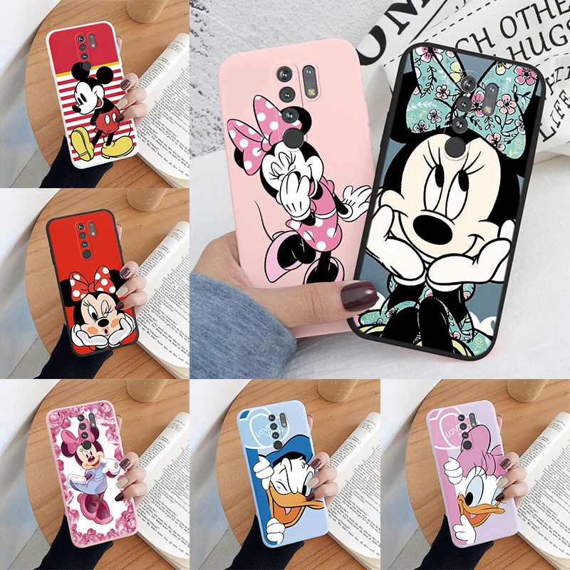 Coque For Redmi 9 Phone Case Pink Mickey Mouse Minnie Cover Soft TPU Fundas For Redmi 9 Redmi9 Bags Donald Duck Cute Bumper Bags