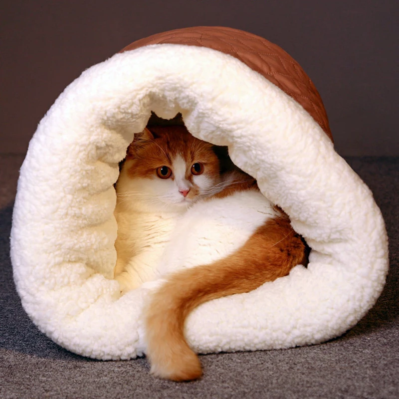 

Warm Deep Cat Litter Winter Comfort Bed For Cats Fully Enclosed Cat House Sleeping Cat's House Cats Tunnel Bed Pet Accessories