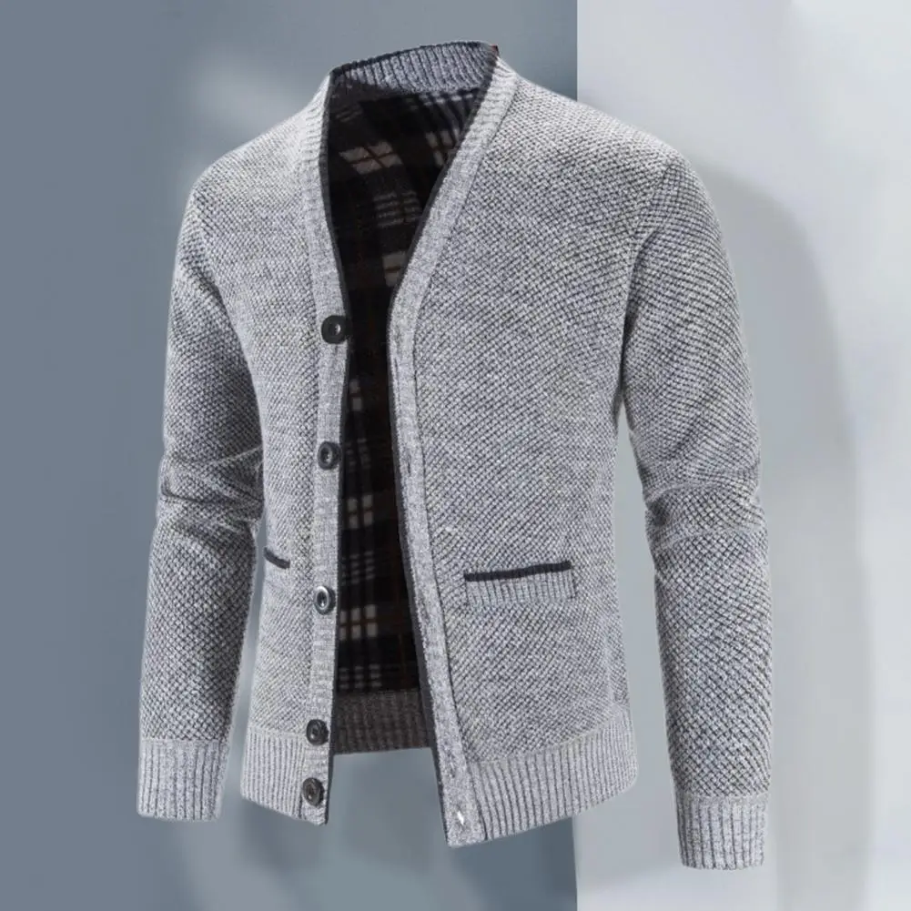 

Trendy Anti-pilling Autumn Sweater Coat Men Sweater Coat Buttons V Neck