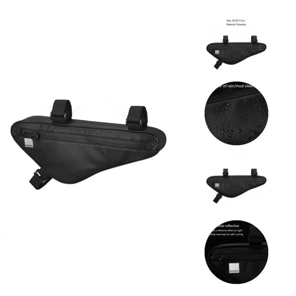 

Polyester 1L Useful Anti-Scratch Top Tube Bag Black Front Frame Pouch Anti-slip for Mountain Bike